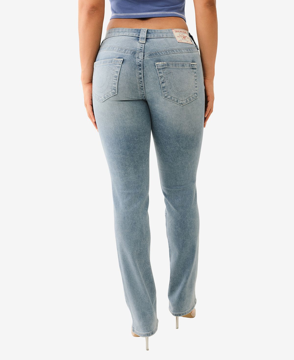 True Religion Women's Billie Mid Rise Straight Leg Jeans view 2 — MAYCSS fashion products