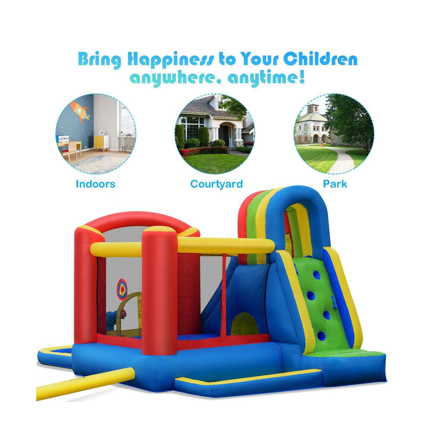 Детская игрушка Mecale Bounce House Castle 9-in-1 Inflatable with Water Slide, Accommodates 4 Kids, Ages 3-10, цвет: Зелёный — фото 5
