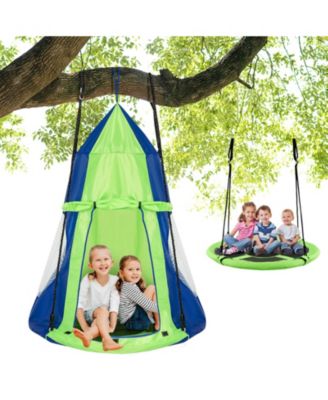 2-in-1 40 Inch Kids Hanging Chair Detachable Swing Tent
