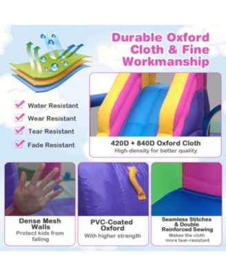 7-in-1 Kids Inflatable Bounce House with Long Slide and 735W Blower