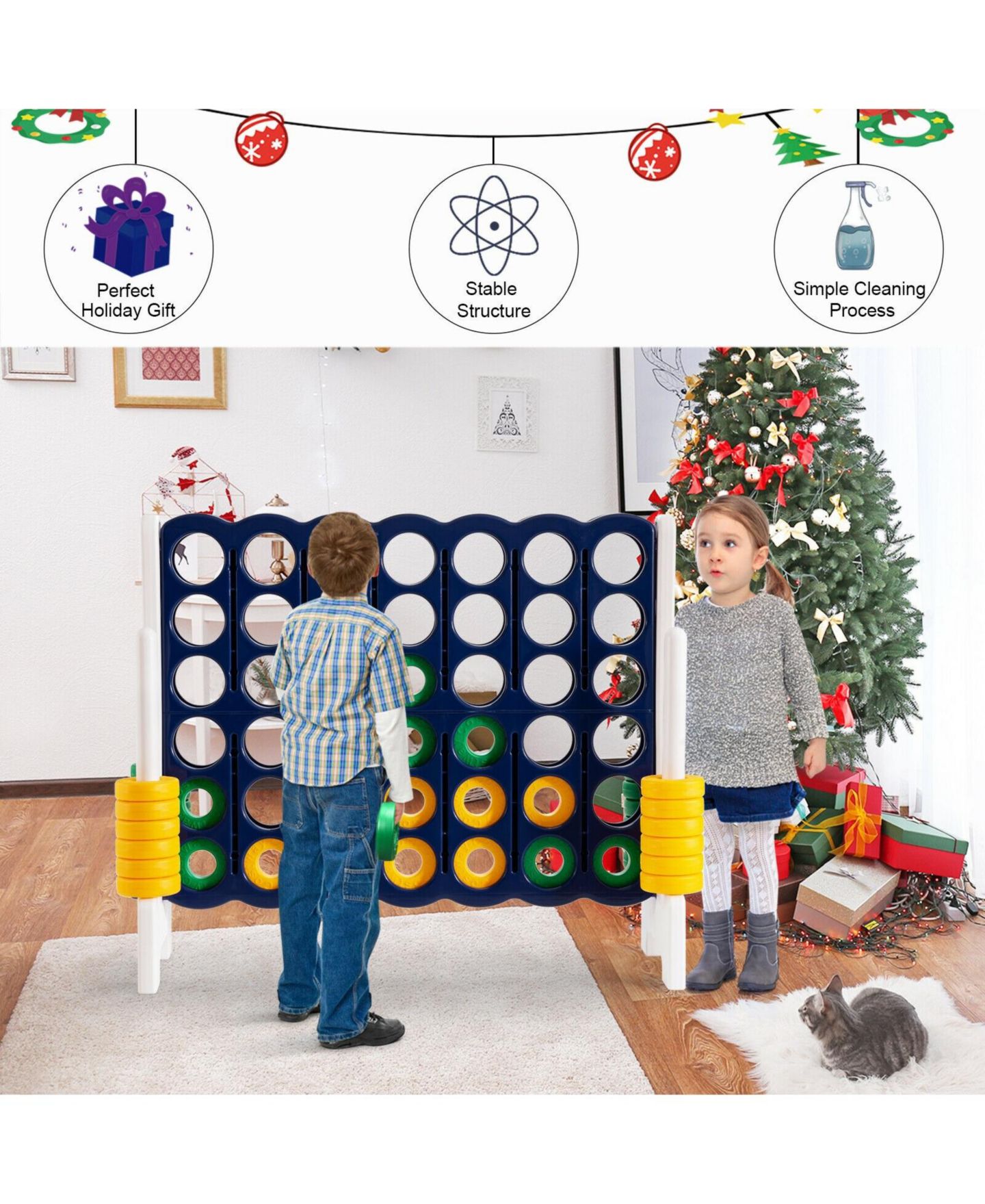 Детские игрушки Mecale 3.5 Feet Tall Jumbo 4-to-Score Giant Game Set with 42 Jumbo Rings, цвет: Чёрный — фото 5