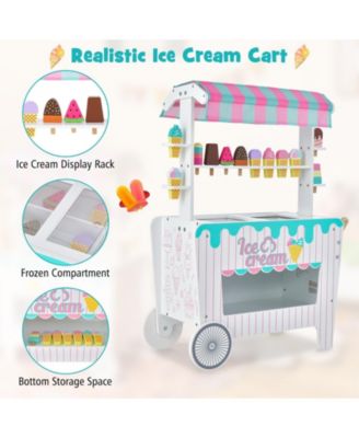 Kids Ice Cream Cart Playset with Display Rack and Accessories