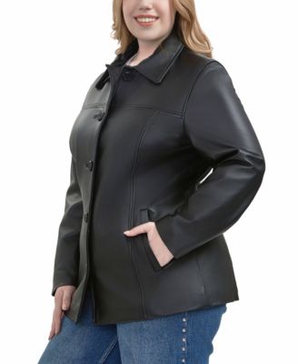 Plus Size Evie Leather Car Coat