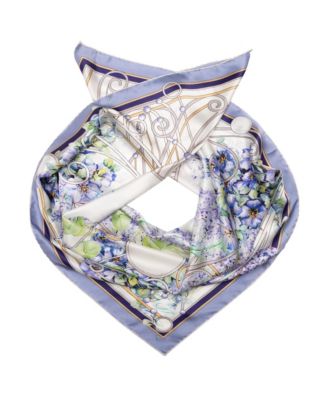 Lilac Garden - Hand Rolled Silk Foulard for Women
