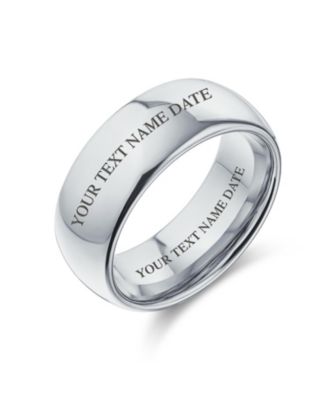 Plain Simple Wide Dome Silver Black Gold Plated Titanium Band Ring Comfort Fit 8MM