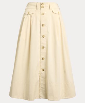 Women's Button-Front Micro-Sanded Twill Skirt