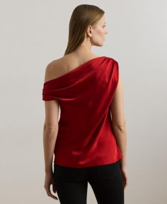 Women's Satin Charmeuse Off-the-Shoulder Blouse