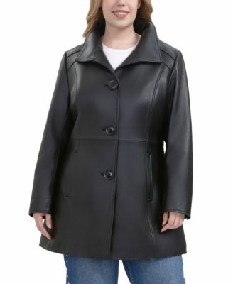 Plus Size Sarai Leather Coat