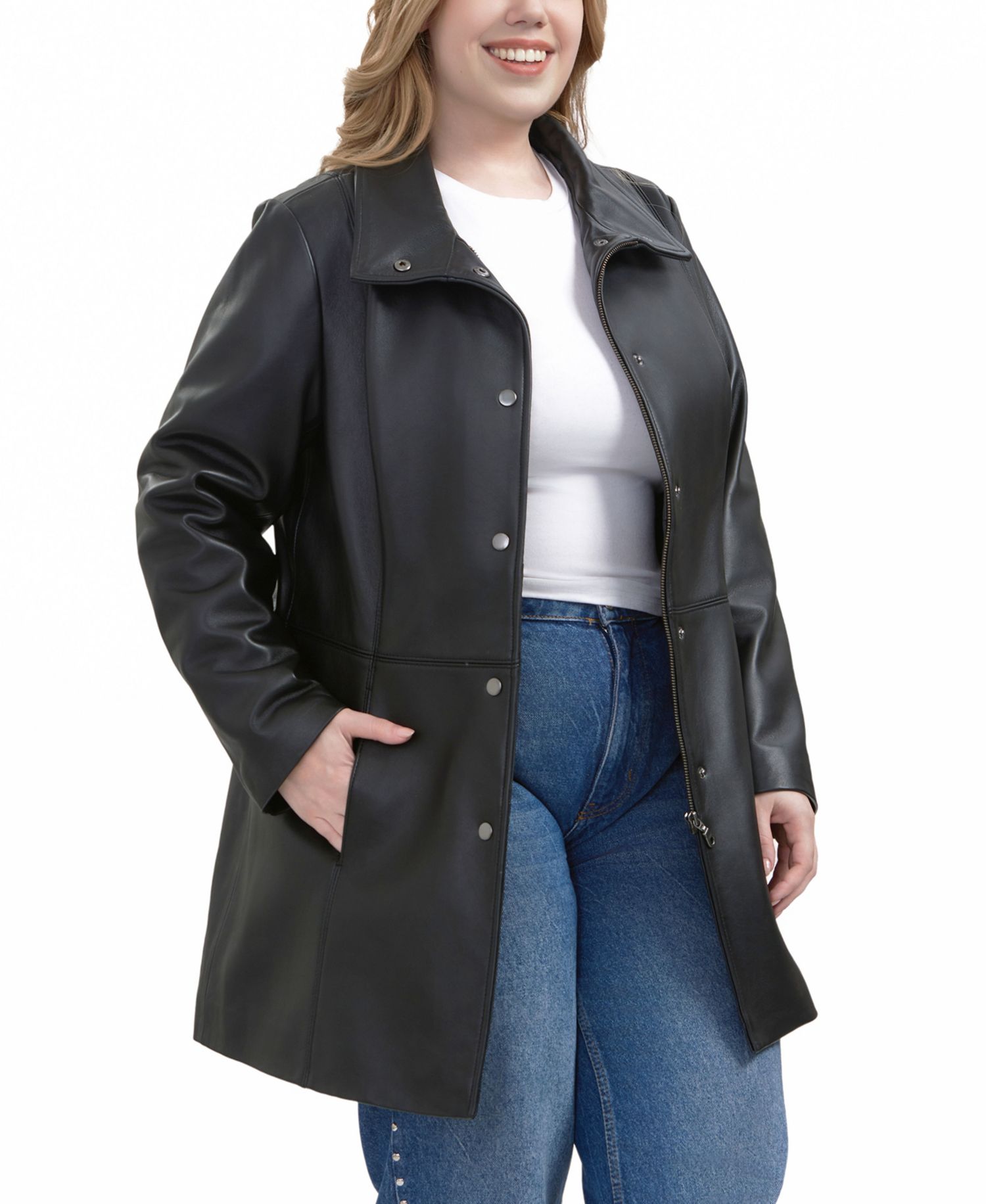 Plus Size Rosie Leather Coat