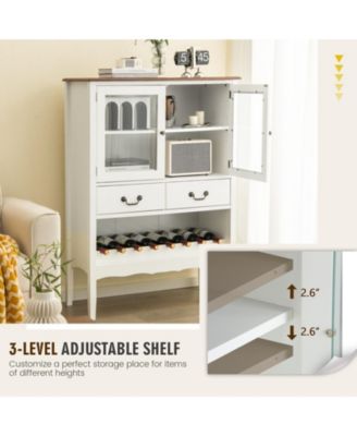 2-Door Liquor Coffee Bar Cabinet Freestanding Buffet Sideboard Wine Rack Drawers