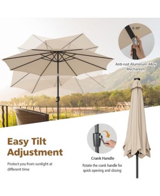 10FT Solar Patio Umbrella 112 LED Lighted Umbrella Outdoor Table Market Umbrella