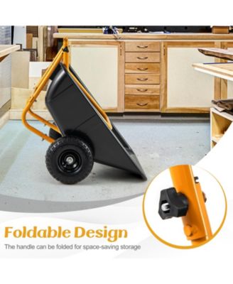 Dual-Wheel Wheelbarrow Garden Utility Cart with Pneumatic Tires-Black