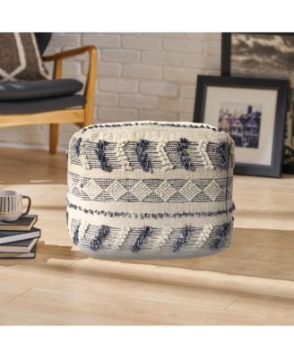 Wool Ottoman for Living Room Footrest and Cozy Home Decor