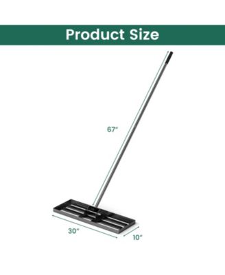 30 x 10 Inch Lawn Leveling Rake with Ergonomic Handle-Black
