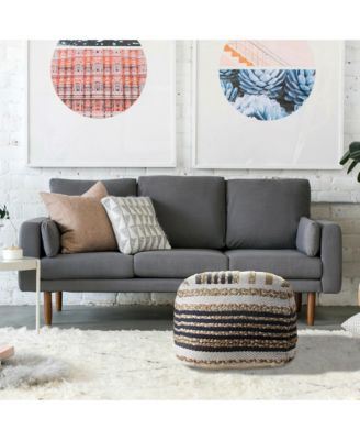 18" Tan Jute Ottoman