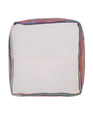 Cotton Cube Striped Pouf Ottoman for Living Room and Bedroom