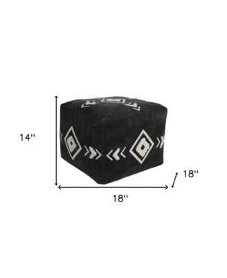 18" Black 100% Cotton Ottoman
