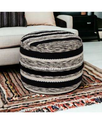 Cotton Pouf Ottoman for Living Room Seating and Decorative Accent