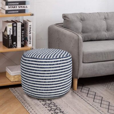 Upholstered Cotton Ottoman for Bedroom Accent and Lounge Seating