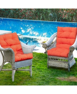 Tufted Patio High Back Chair Cushion with Non-Slip String Ties