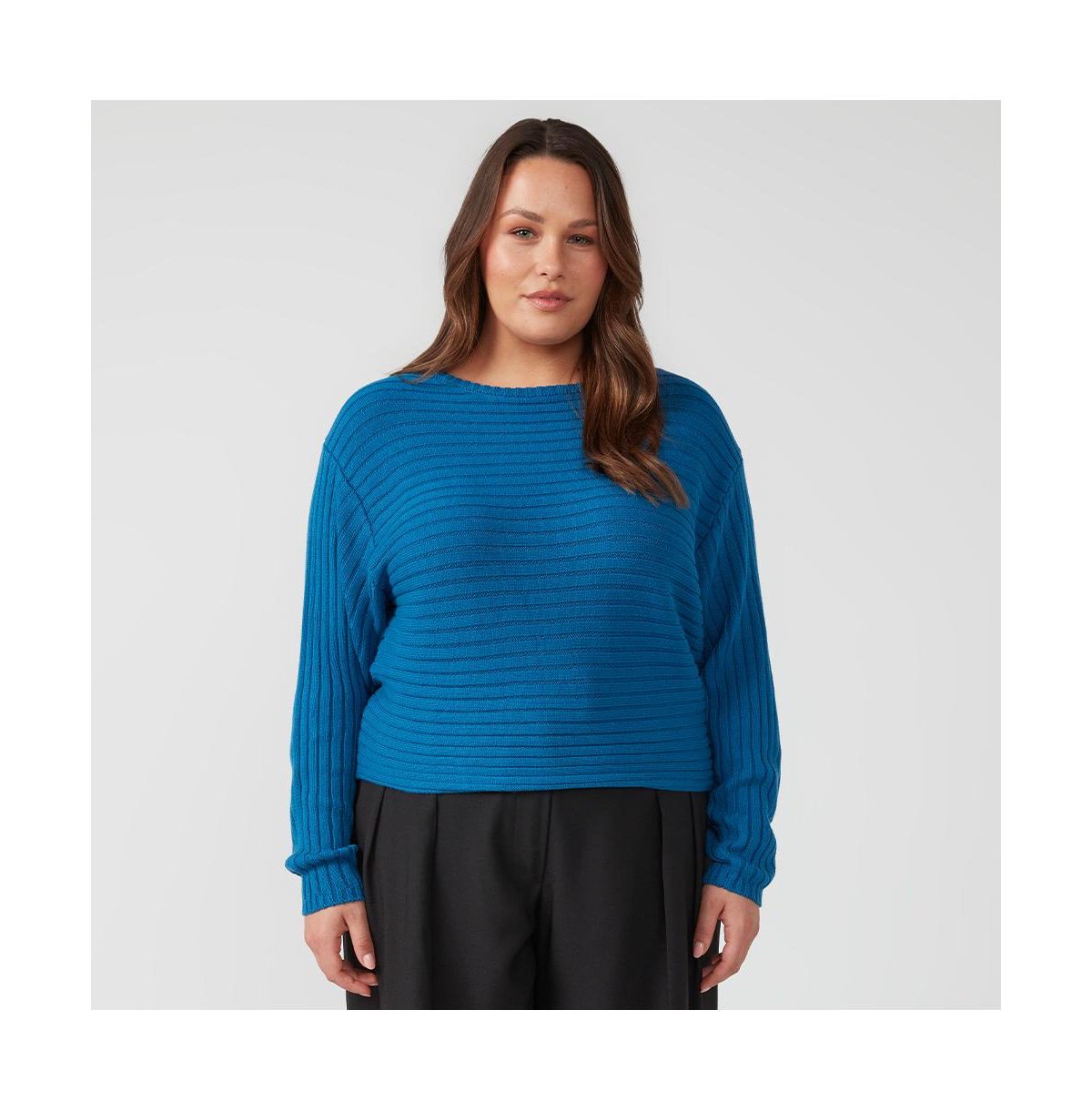Plus Size Cadence Beige Turtle Neck Sweater Knit - Sapphire