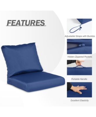 Outdoor Chair Cushions Set of 2, 24"x24", Water Resistant Outdoor Deep Seat Cushions with Handle & Adjustable Straps.