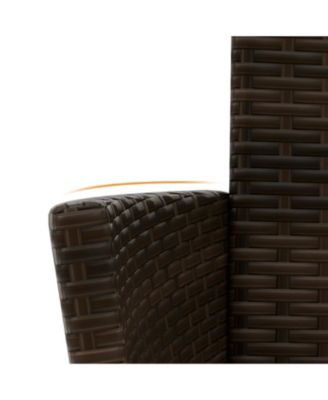 4 Piece Patio Rattan Conversation Set with Cozy Seat Cushions-Beige