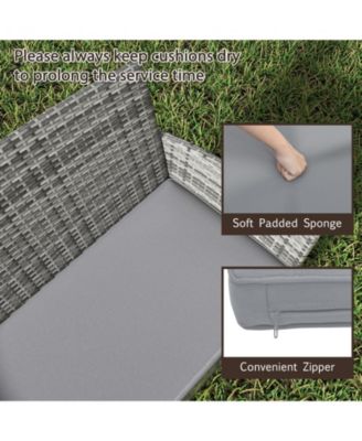 4 Piece Patio Rattan Conversation Set with Cozy Seat Cushions-Light Gray