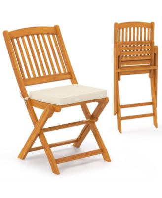 Outdoor Folding Chairs with Seat Cushions Set of 2