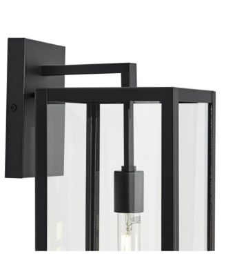 Titan Modern Outdoor Wall Light Fixtures Set of 2 Mystic Black Rectangular Frame 20" Clear Glass for Post Exterior Barn