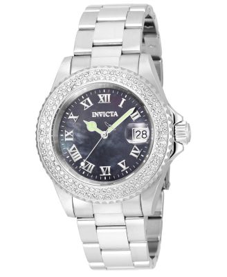 Women's 21711 Angel Quartz 3 Hand Black Dial Watch