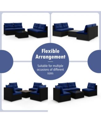 5-Piece Outdoor Patio Furniture Set with Cushions and Coffee Table