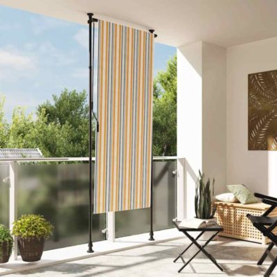 Outdoor Roller Blind Yellow and White 39.4"x106.3" Fabric&Steel