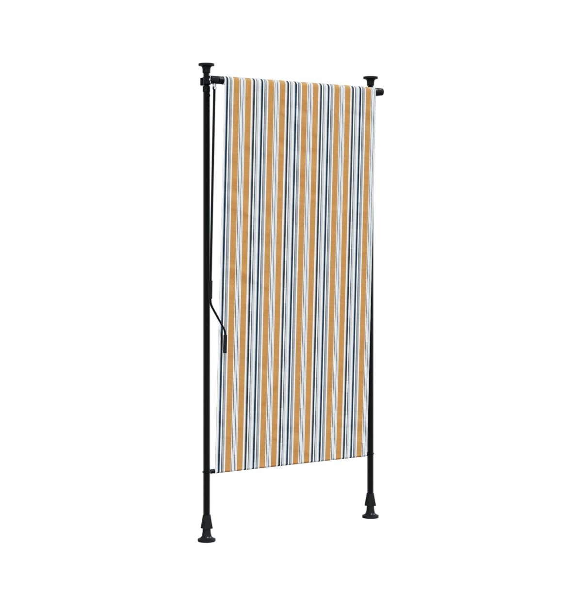 Outdoor Roller Blind Yellow and White 39.4&#x22;x106.3&#x22; Fabric&Steel