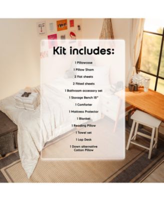 44-Piece College Dorm Room Essentials Twin XL Bedding Comforter Set, Bed in a Bag Comforter Set, Black And Gray