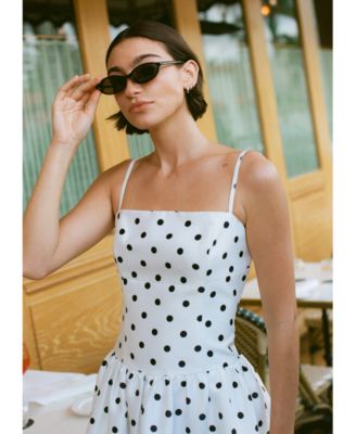 Women's Strappy Polka Dot Midi Dress