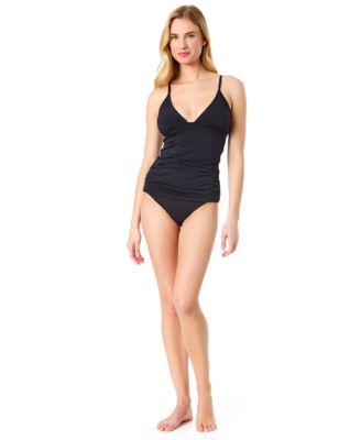 Womens La Vie A La Mer Plunge Neck Tankini Top Textured Bikini Bottoms