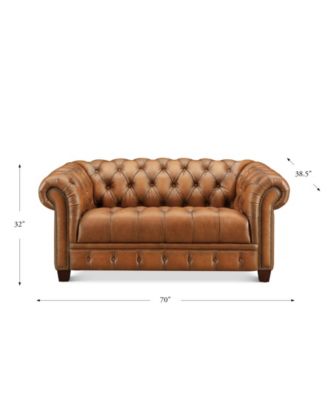 York 70" Top Grain Leather Loveseat