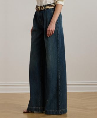 Women's High-Rise Pleated Wide-Leg Jeans