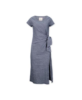 Women's Organic Cotton Short Sleeve Knit Tie Maxi Dress