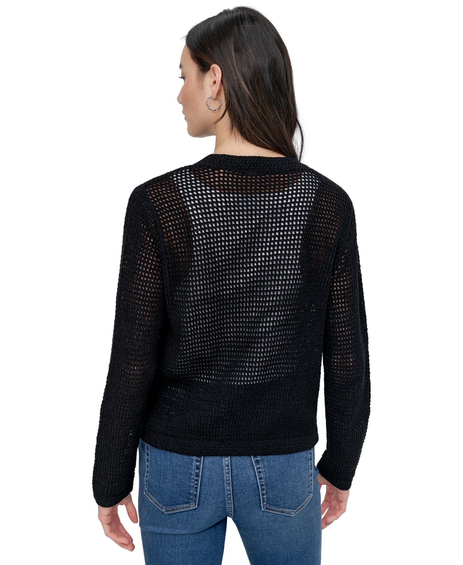 Women's Baby Chenille Open-Stitch Long-Sleeve Cardigan