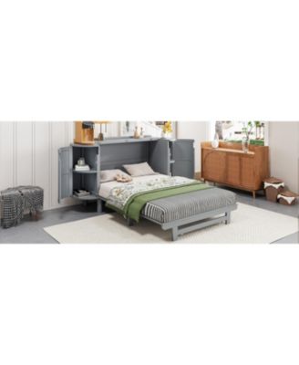 Full Murphy Bed with Hidden Storage & Modern Woven Design