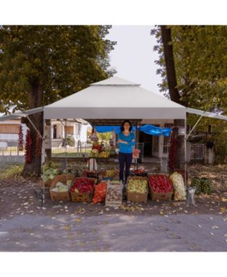 10 x 17.6 Feet Outdoor Instant Pop-up Canopy Tent with Dual Half Awnings-White