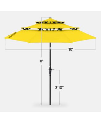 10ft 3-Tier Patio Umbrella, Market Sun Shade w/ Tilt Adjustment, Easy Crank