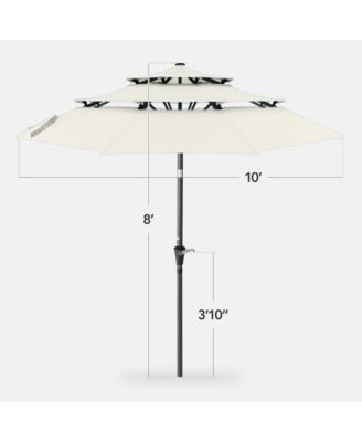 10ft 3-Tier Patio Umbrella, Market Sun Shade w/ Tilt Adjustment, Easy Crank