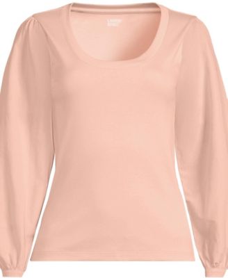 Women's Supima Interlock Scoop Neck Blouson Sleeve Top