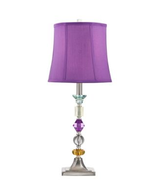 Bijoux Modern Chic Bohemian Table Lamps 25.5" High Set of 2 Brushed Nickel Multi Colored Stacked Acrylic Gem Purple Drum Shade for Kids Girls Room Bedroom Bedside House Home - 360 Lighting
