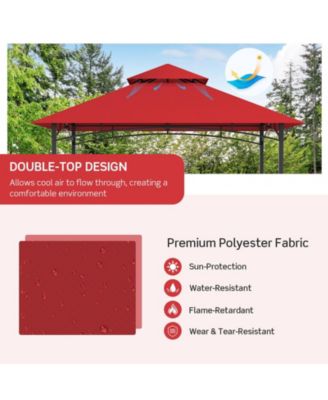 8 x 5 Feet Outdoor Barbecue Grill Gazebo Canopy Tent BBQ Shelter-Red