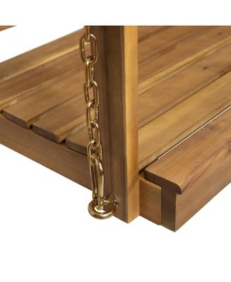 8.25 in. Outdoor Acacia Wood Porch Swing with 8 Feet Chains
