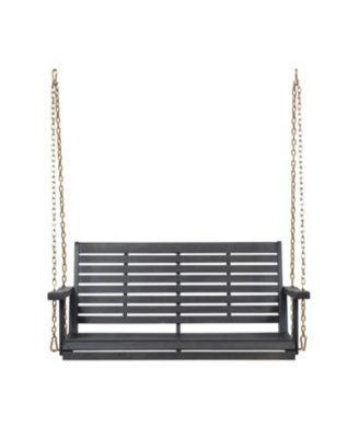Patio  Porch Swing with Slat Design, 2-Seater Hanging Bench with 8 FT Chains